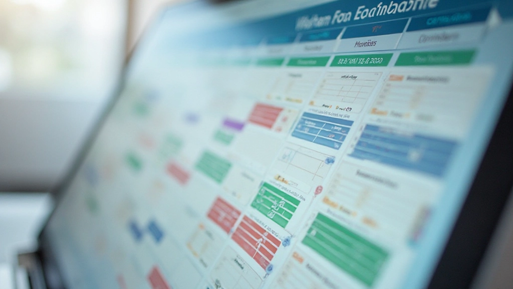 Digitale kalender met kleurcoded tijdblokken en geplande taken