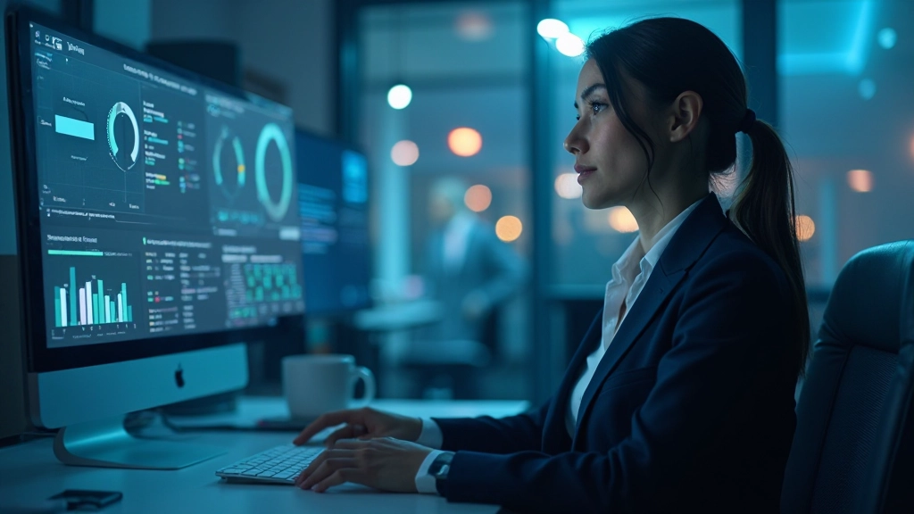 Computermonitor met verschillende tool-interfaces en evaluatiecriteria zichtbaar